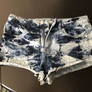 Acid wash high waisted shorts